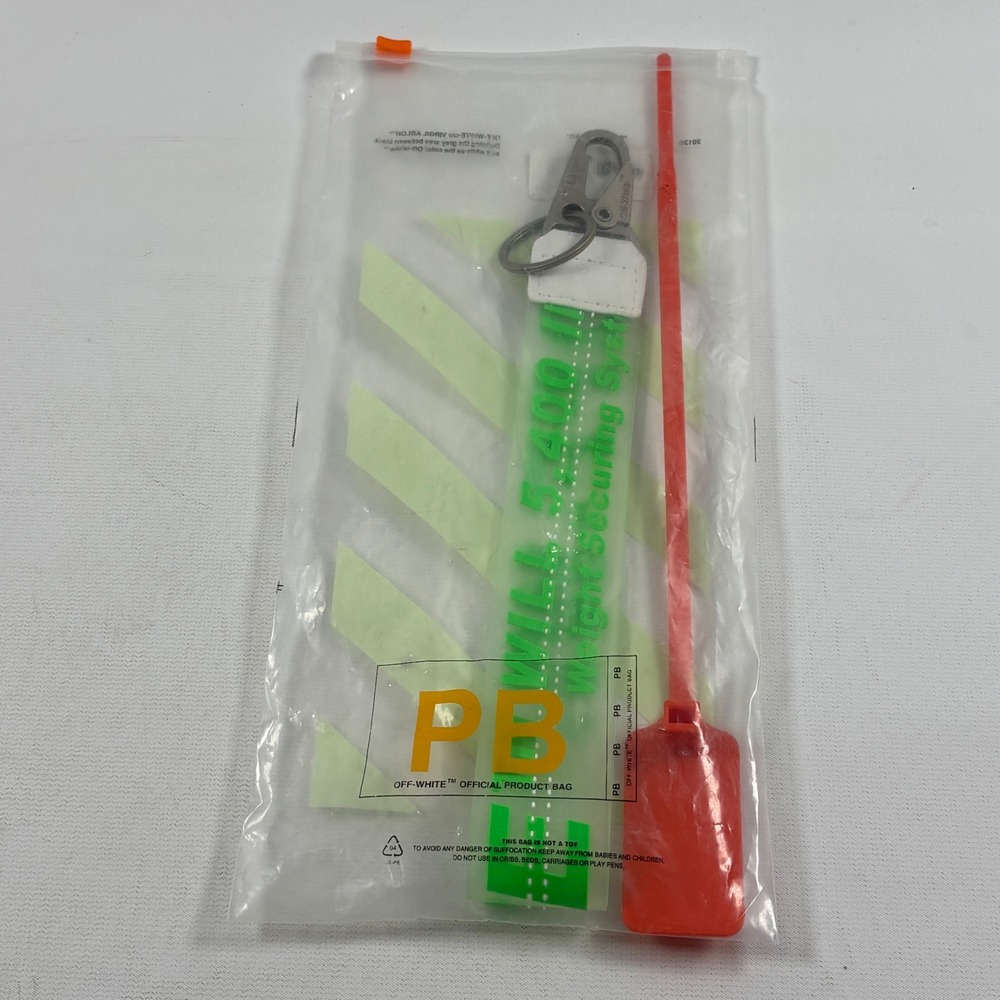 Off-White Industrial Keychain Zip Tie Set Green Transparent Rubber Lanyard